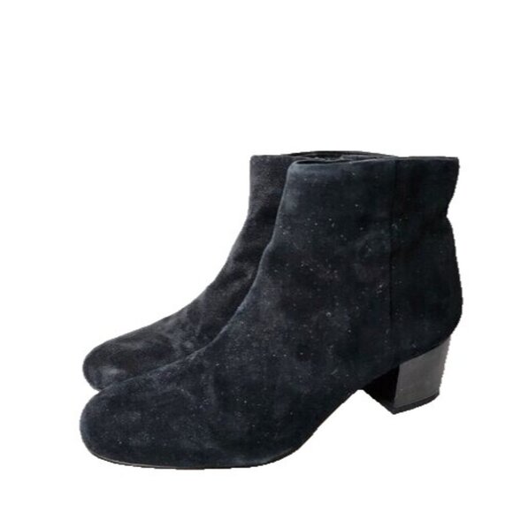 𝅺Sam Edelman Edith Ankle Boots Womens Size 8.5M Black Suede Leather Block Heel - Picture 1 of 9